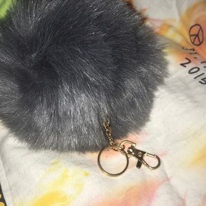 Large furry Pom Pom keychain